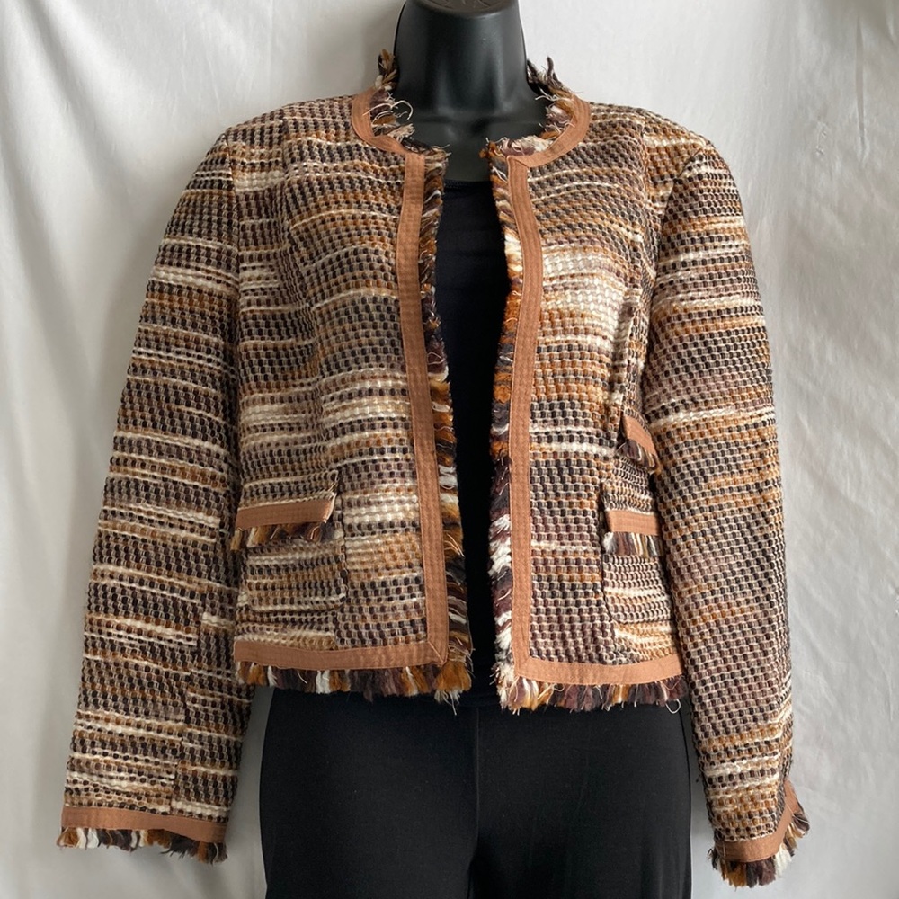 Bandolino Open Fringed Blazer Size 10 Petite